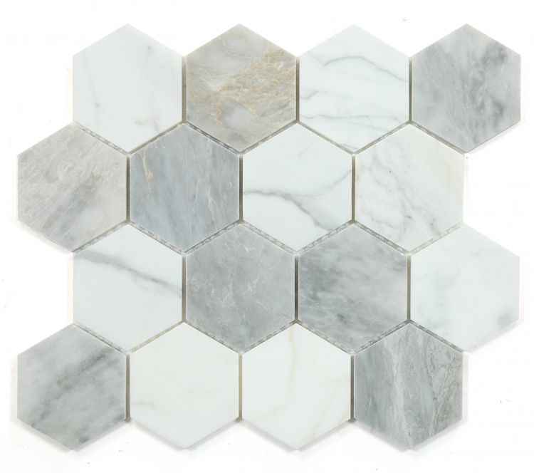 Hexagon City Grey 3 x 3 10.25 x 11.75